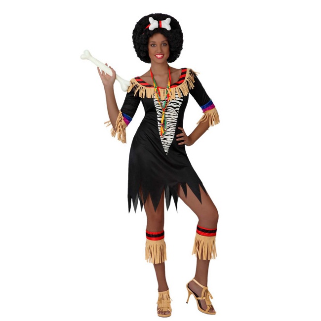 Vista delantera del déguisement Zoulou Africain pour femmes disponible también en talla XL
