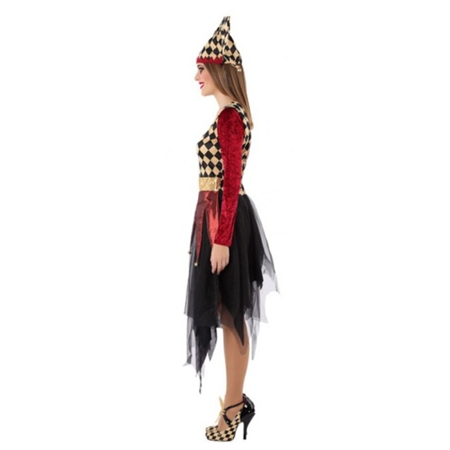 Foto lateral/trasera del modelo de Costume d'arlequin pour femmes rouge et noir