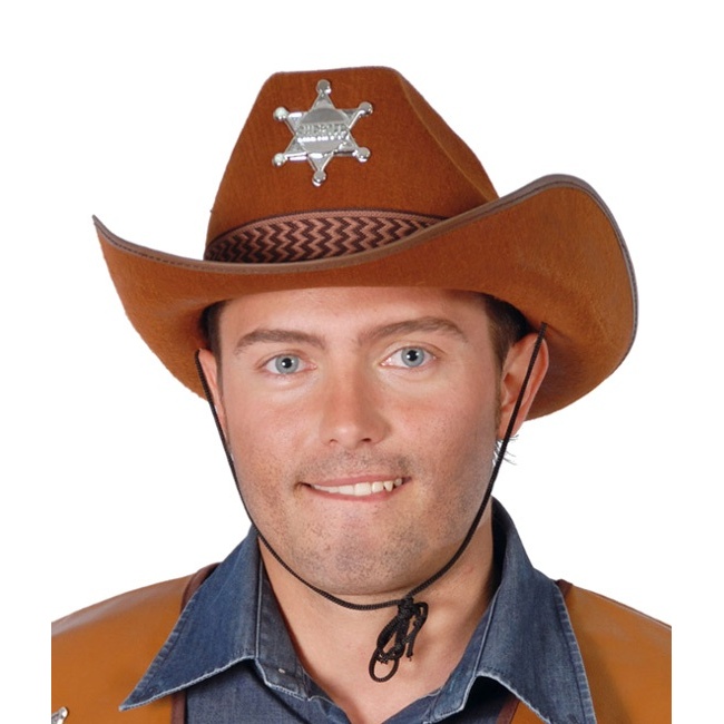 Vista frontal del chapeau de shérif en stock