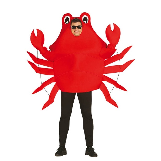 Vista delantera del costume de crabe en stock