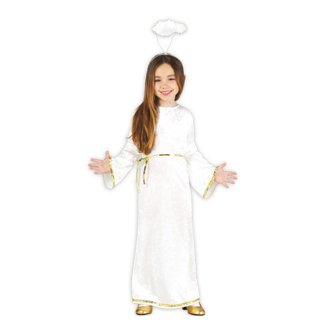 Vista principal del costume d'ange blanc avec couronne pour enfants en stock