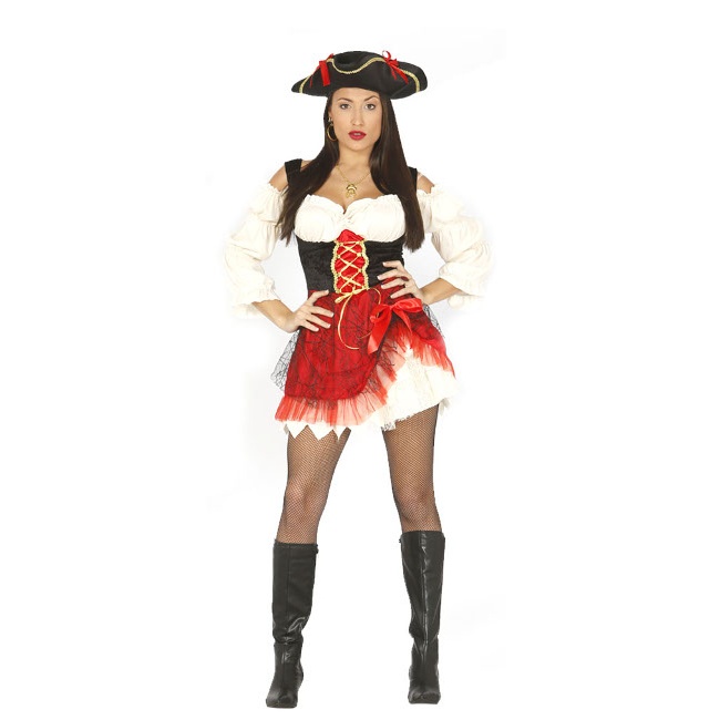 Vista frontal del costume de pirate boucanier pour femme en stock
