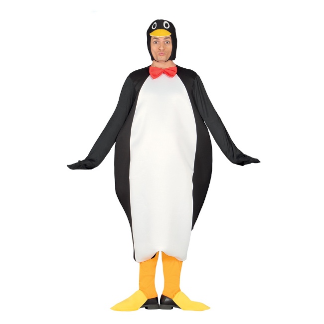 Vista frontal del costume de pingouin avec noeud papillon pour adultes en stock