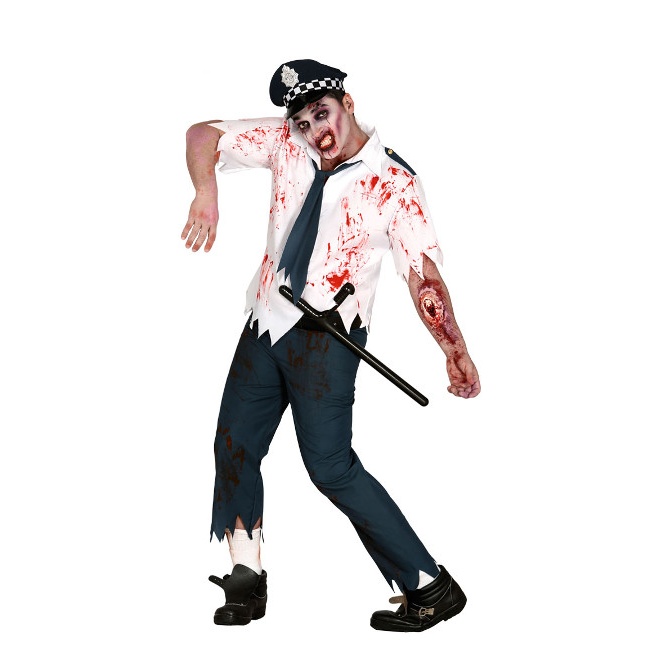 Vista principal del costume de policier zombie pour homme en stock