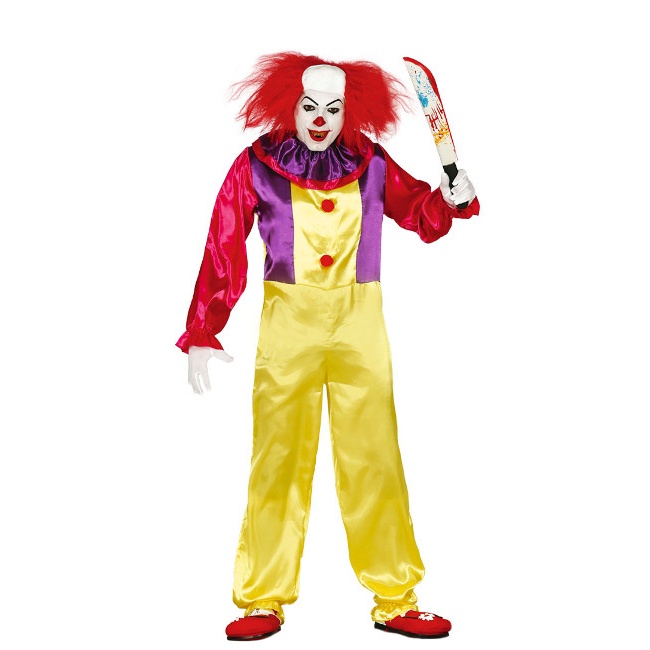 Vista delantera del déguisement de clown tueur jaune pour hommes en stock