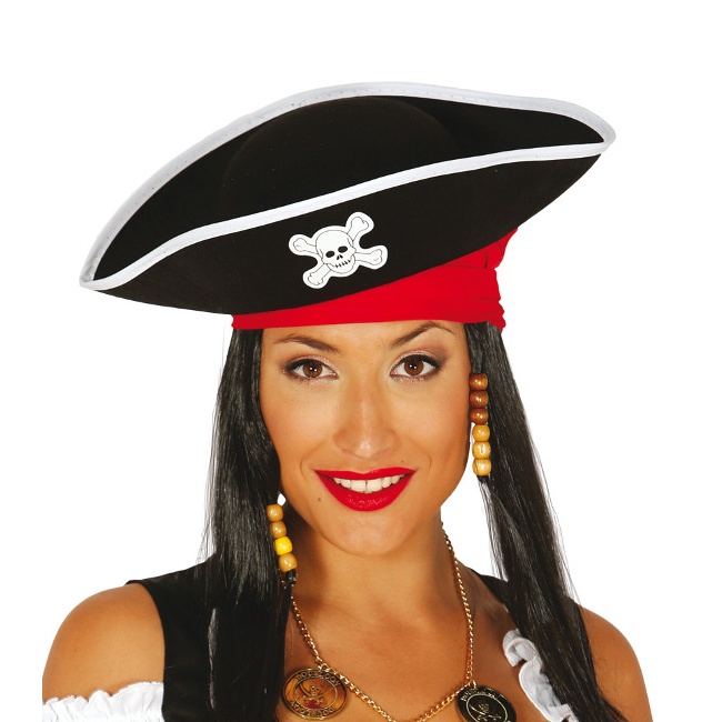 Vista frontal del chapeau de pirate pour adultes