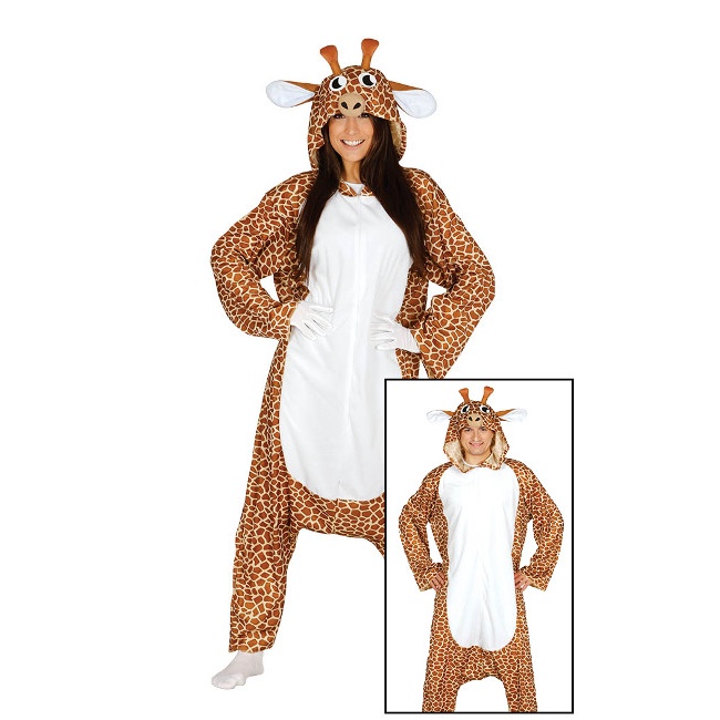 Vista principal del costume de girafe adulte avec capuche en stock