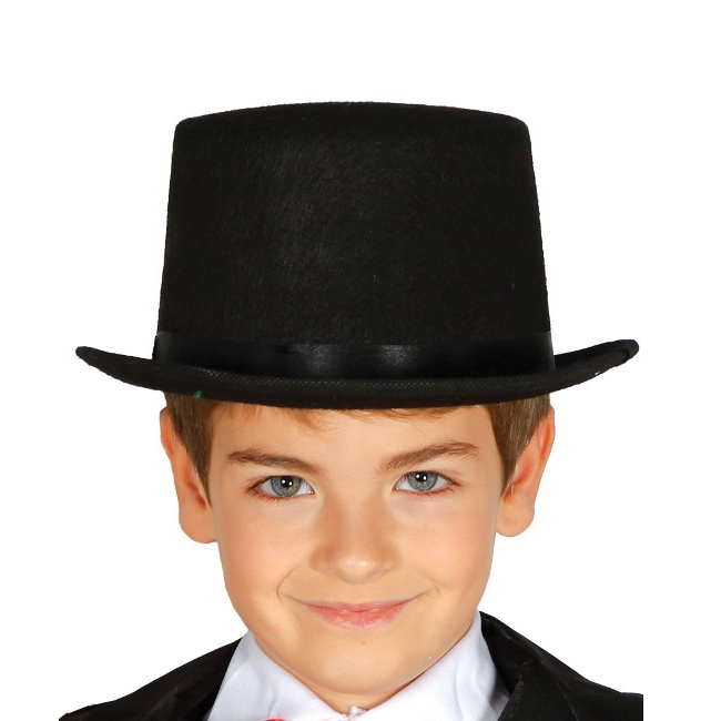 Vista principal del chapeau haut de forme noir pour enfants - 57 cm en stock