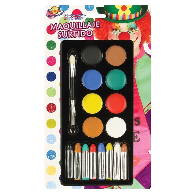 Vista frontal del palette de maquillage avec bâtonnets de couleur en stock