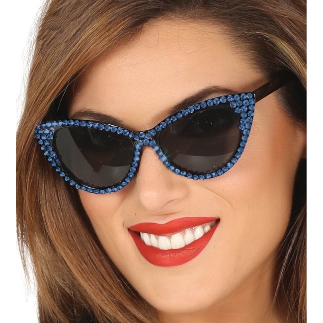 Vista principal del lunettes avec strass bleus en stock