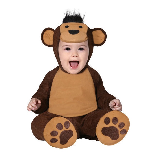 Vista frontal del costume de singe à capuche pour bébé en stock