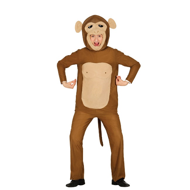 Vista delantera del costume de singe à capuche pour hommes en stock