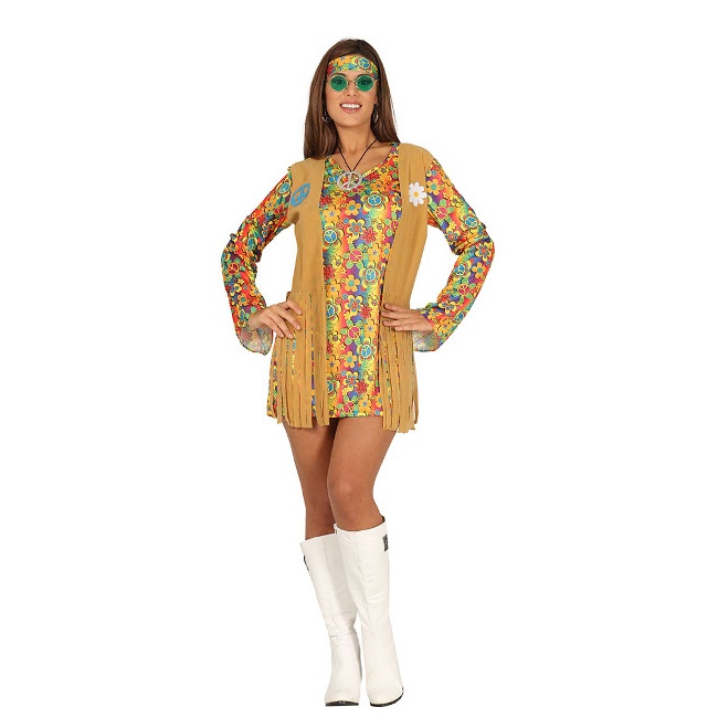 Vista principal del costume de hippie à fleurs pour femmes disponible también en talla XL