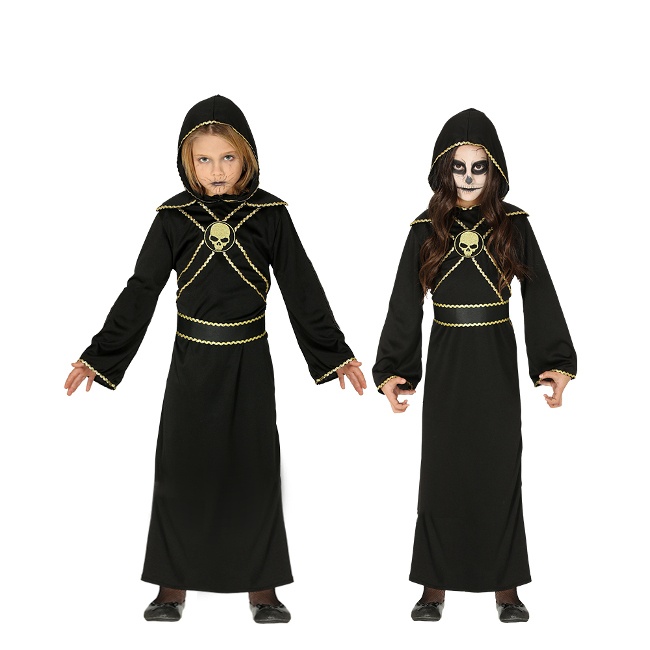 Vista frontal del costume de sorcier maléfique pour enfants en stock