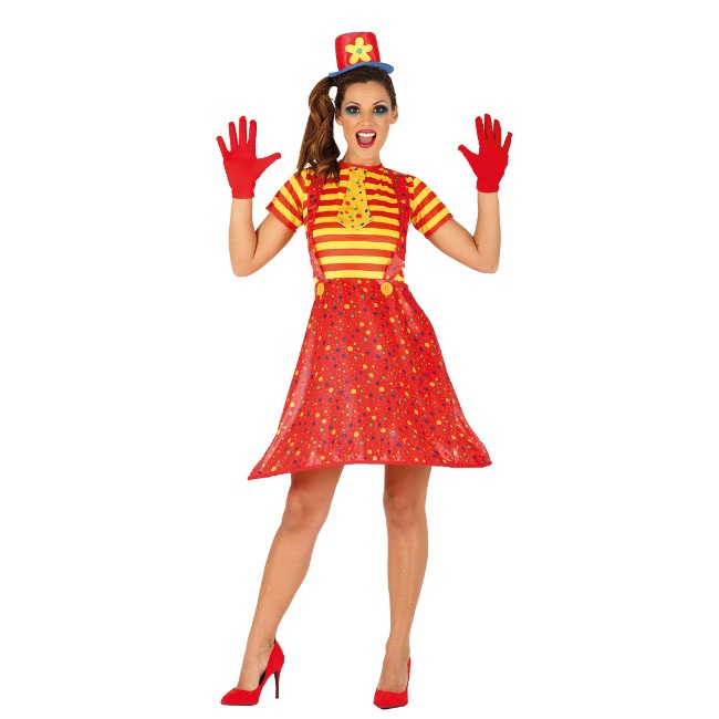 Vista frontal del costume de clown de cirque pour femmes en stock