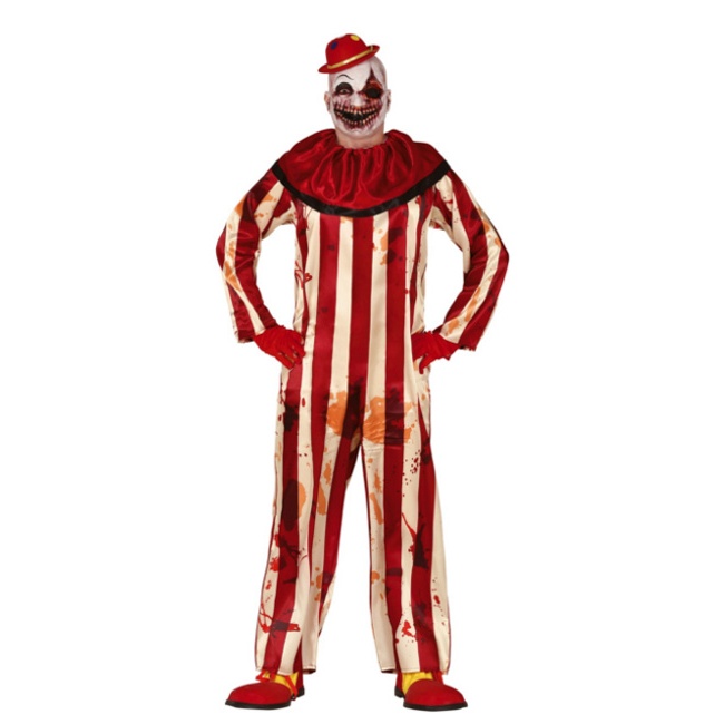 Vista delantera del costume de clown sanglant pour homme en stock