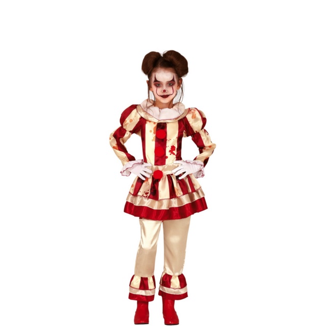 Vista delantera del costume de clown sanglant pour filles en stock