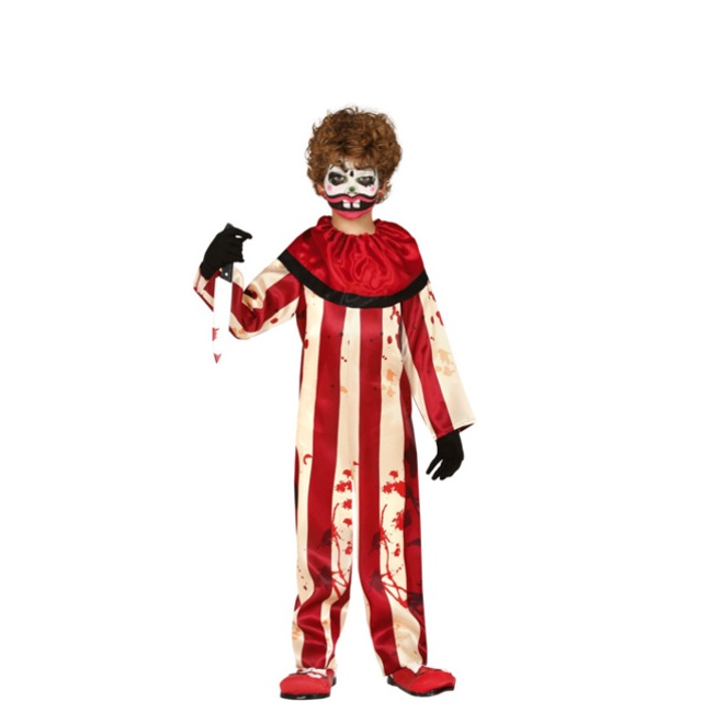 Vista frontal del costume de clown sanglant pour enfants en stock