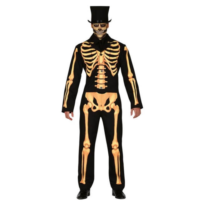 Vista delantera del costume de squelette de nuit pour hommes en stock