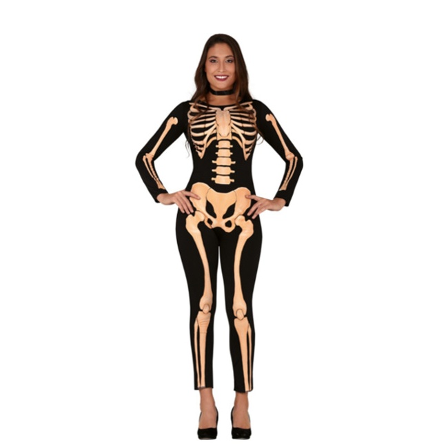 Vista delantera del costume de squelette de nuit pour femmes en stock