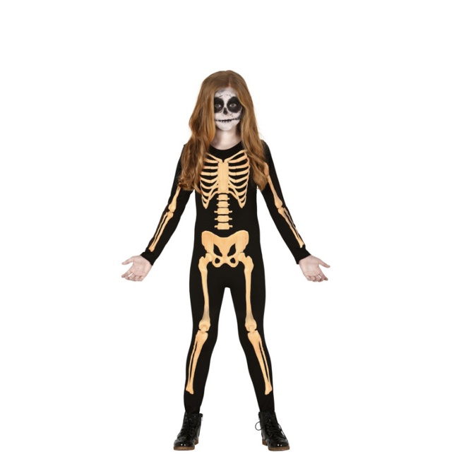 Vista delantera del costume de squelette de nuit pour enfants en stock