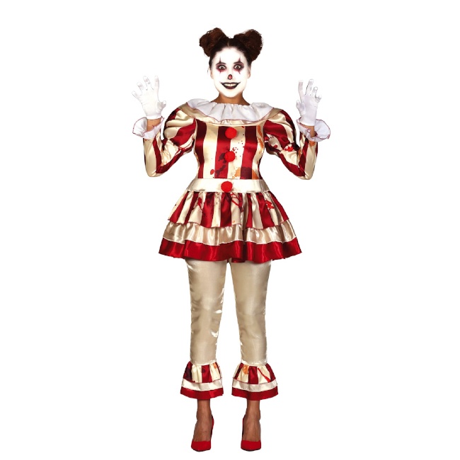 Vista principal del costume de clown sanglant pour femmes en stock