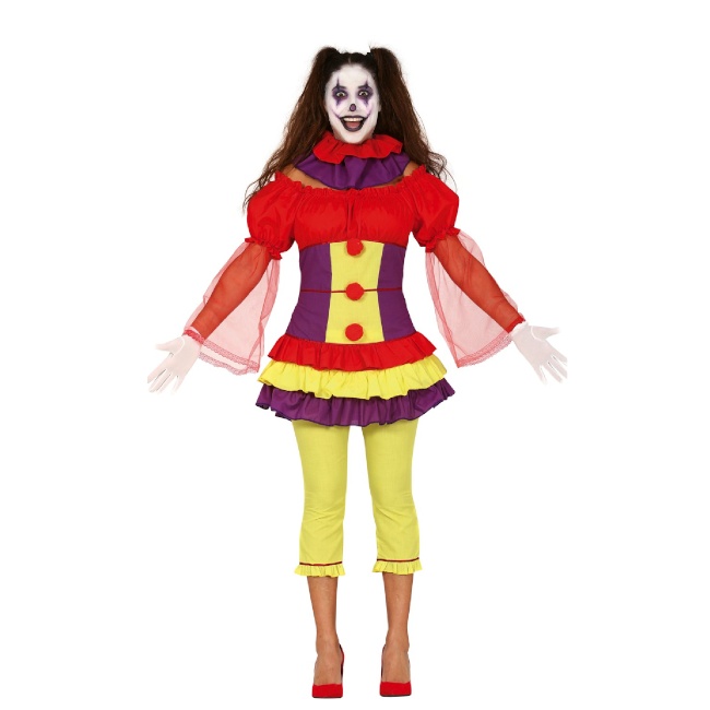 Vista frontal del costume de clown tueur pour femmes en stock