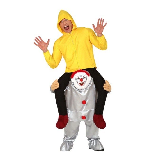 Vista frontal del costume d'épaule adulte Killer Clown en stock