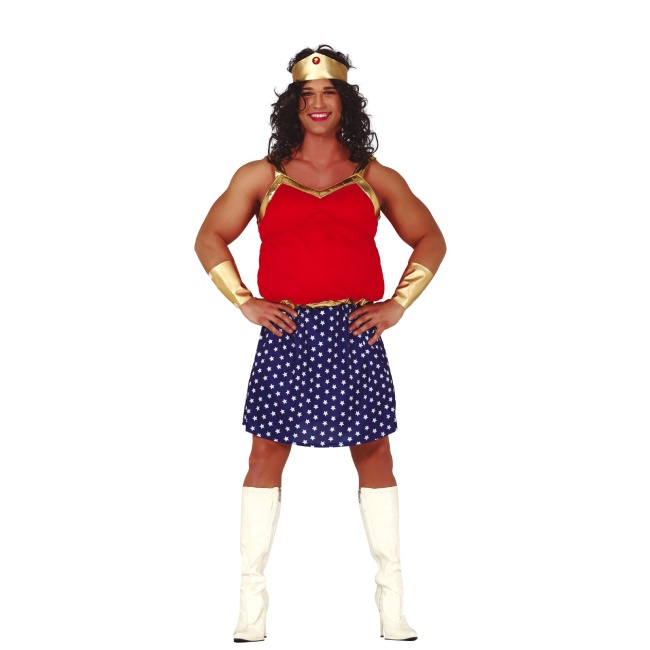 Vista frontal del costume de Wonder Woman pour hommes en stock
