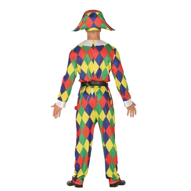 Foto lateral/trasera del modelo de Costume d'arlequin multicolore pour hommes