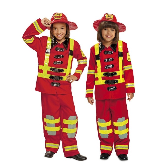 Vista frontal del costume de pompier rouge pour enfants en stock
