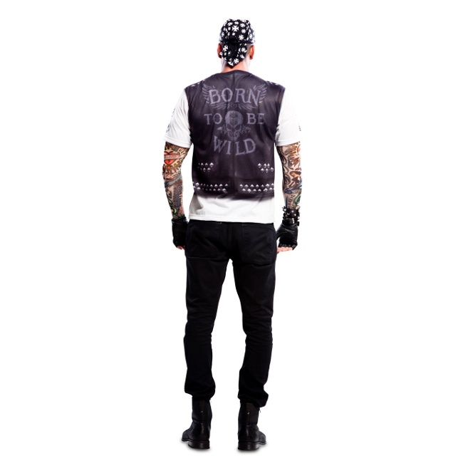 Foto detallada de t-shirt de costume de motard de l'enfer pour hommes