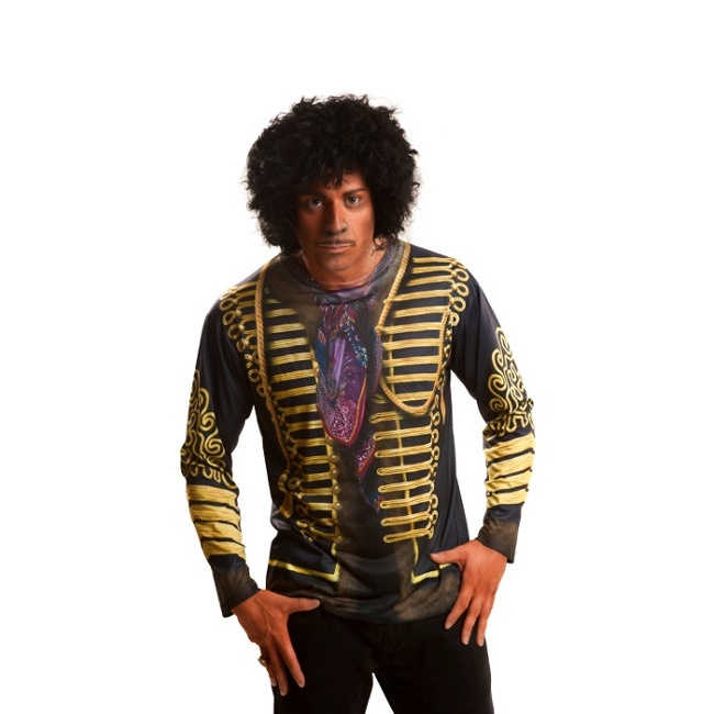 Vista frontal del costume Jimi Hendrix T-shirt avec bandana disponible también en talla XL