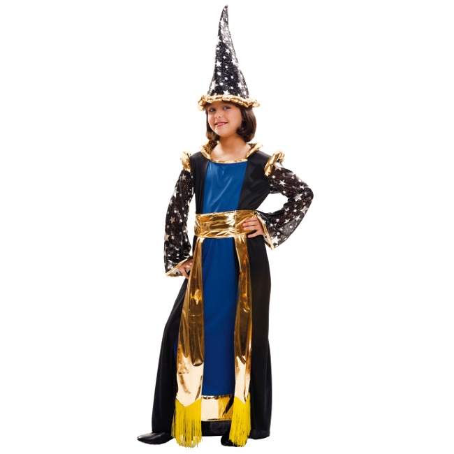 Vista principal del costume de magicien avec étoiles pour filles en stock