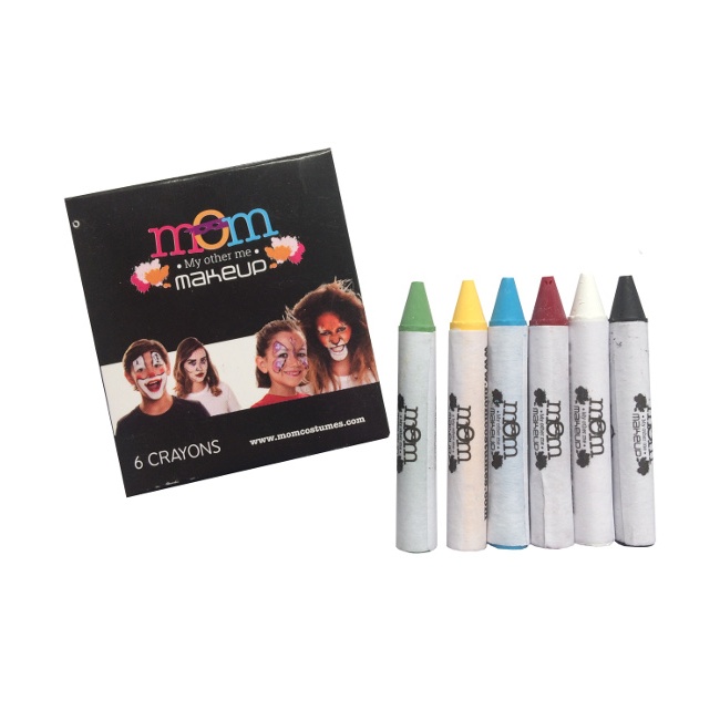 Vista frontal del boîte de crayons de cire de différentes couleurs avec 6 unités en stock