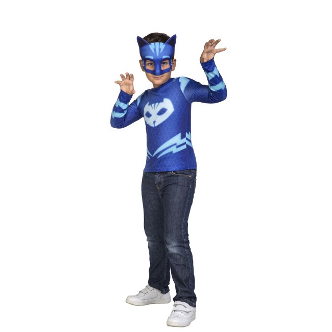 Vista frontal del pJ Masks Cat PJ Masks Kids Costume T-Shirt en stock