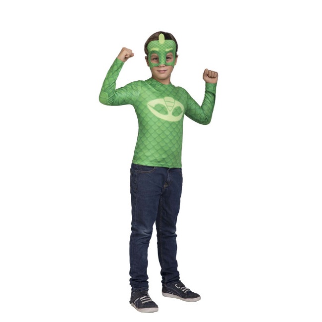 Vista delantera del t-shirt du costume pour enfants PJ Masks Gekko en stock