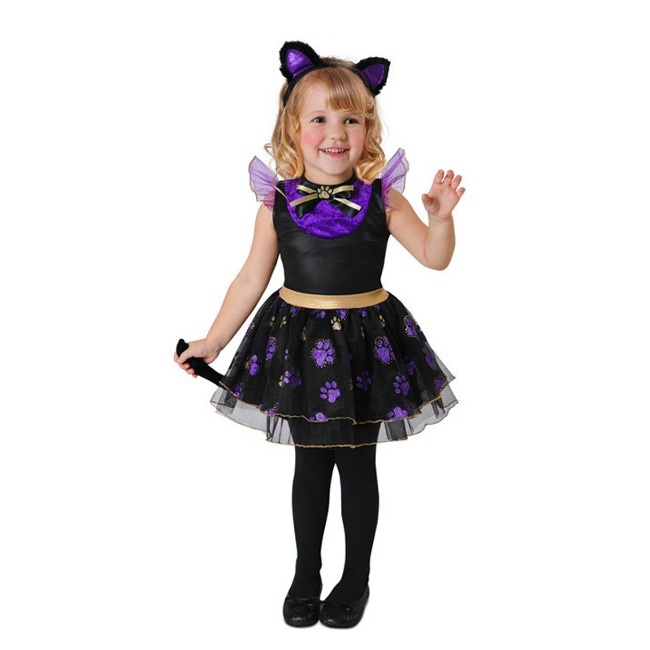 Vista delantera del costume de chaton lilas pour filles en stock