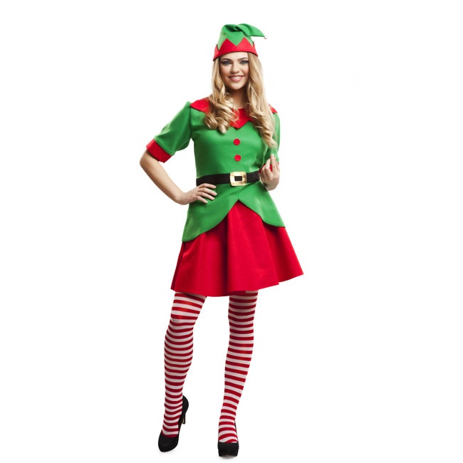 Vista principal del costume d'elfe vert pour femme en stock