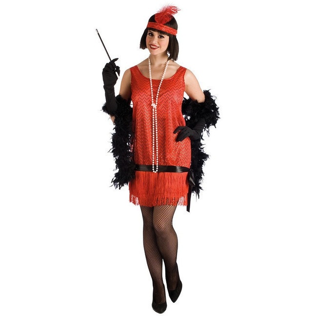 Robe de cabaret rouge à franges