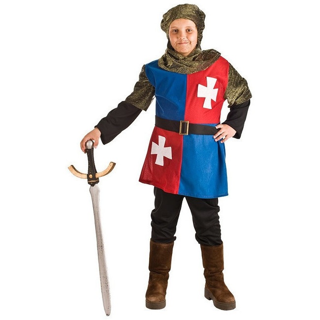 Vista frontal del costume de chevalier du Moyen Âge pour enfants en stock