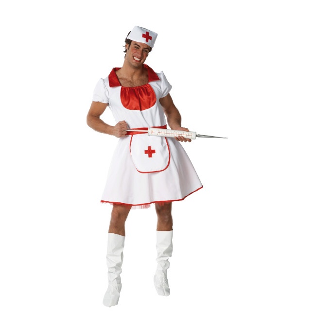 Vista frontal del costumes d'infirmière sexy pour hommes en stock