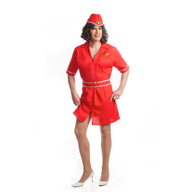 Costume d'hôtesse de l'air rouge pour femme - Déguisements adultes