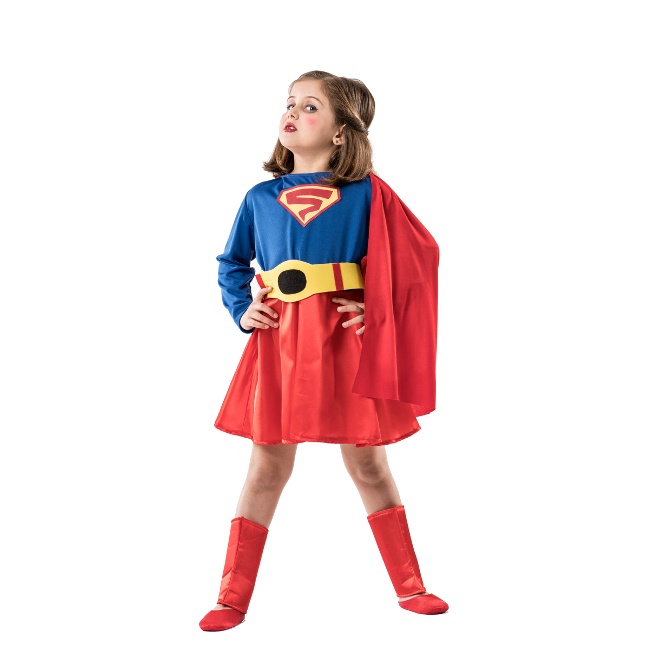 Vista frontal del costume Superman avec cape pour filles en stock