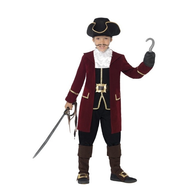 Vista delantera del costume de capitaine pirate avec chapeau pour enfants en stock