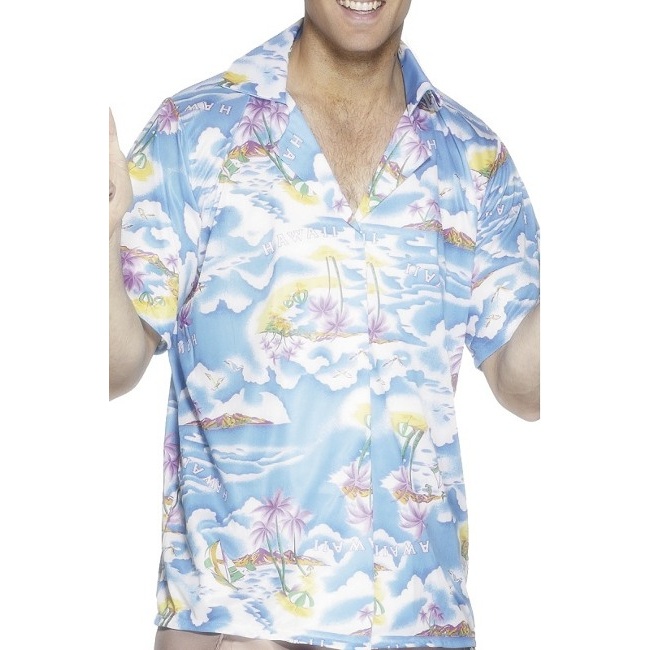 Vista principal del chemise hawaïenne bleue pour homme en stock