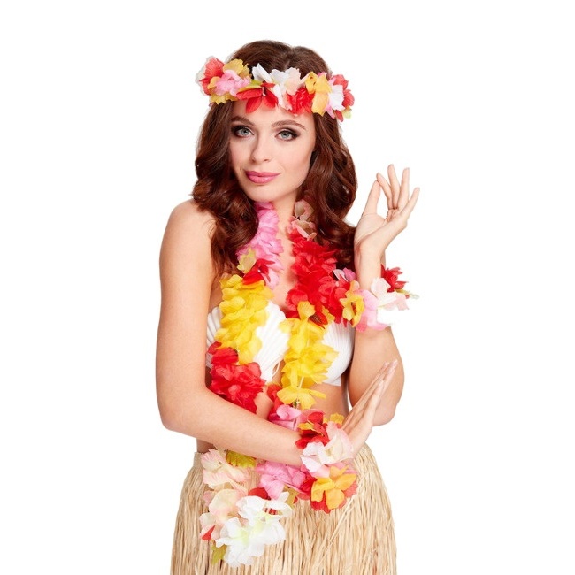 Vista delantera del tenue hawaïenne à fleurs multicolores en stock