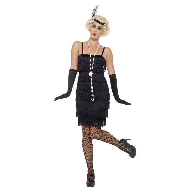 Costume charleston à franges noires des années 1920 par 34,95 €