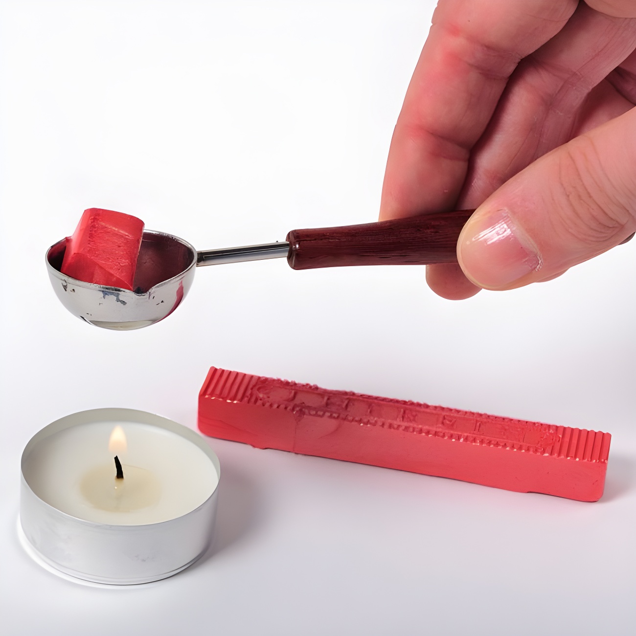 Cuillère à Cire Pour Sceaux - Double Embout En Alliage, Manche En Bois - Outil Créatif Pour Cacheter Lettres, Invitations, Cartes Et Cadeaux
