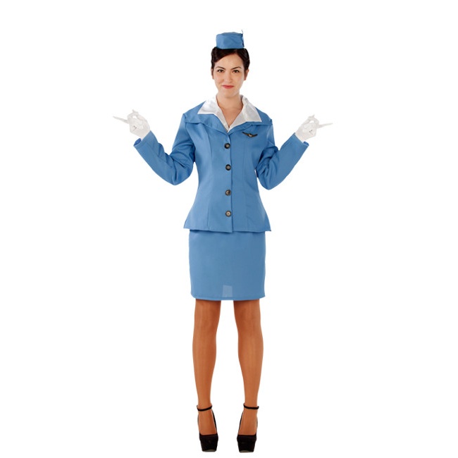 Costume bleu d'hôtesse de l'air